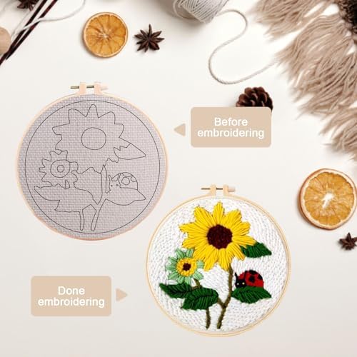 Punch Needle Kit for Adult Beginners, Sunflower Punch Embroidery Kits - Image 6