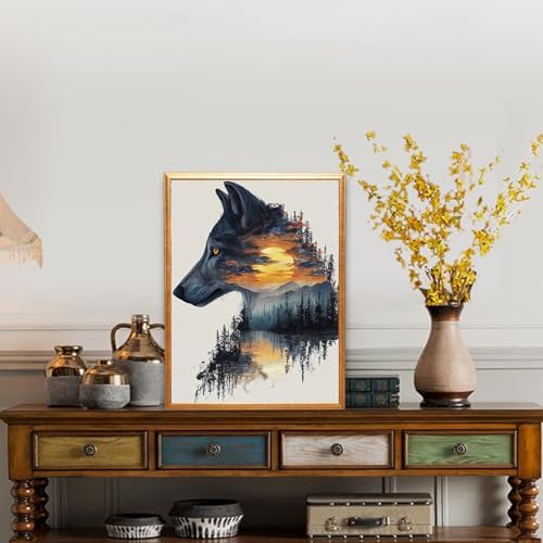 NZNANCHU Paint by Number for Adult,DIY Animal Painting Kits for Adults,Color by Numbers,Wolf Paint by Number Canvas Crafts Watercolor for Beginners Hoom Decor (Wolf) - Image 2