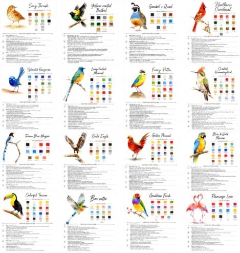 Watercolor Workbook for Beginners – Birds, 16 Original Watercolor Projects, Lay-Flat Watercolor Paper Book(9.45 × 7.48 in), Water Coloring Book for Adults, Art Gift - Image 3