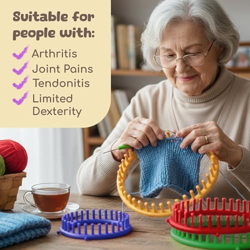 Olikraft Knitting Loom Kit for Beginners, 4 Round and 2 Rectangular Looms - Image 7