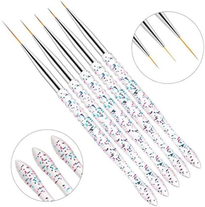 Nail Dotting Tools Kit - 10 Pcs, 5 Double-end Tools, 5 Nail Liner Brushes - Image 7