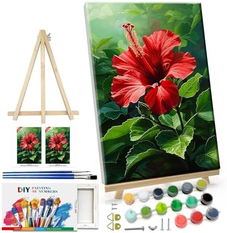 ATDMS Paint by Numbers kit for Adults with Frame Flowers Paint by Numbers with Easel DIY Adult Paint by Number Kits on Canvas Oil Painting Kits for Gift Home Wall Decor 8x12 Inch by ATDMSDIY