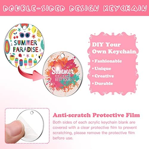 ZOCONE 144 PCS 2 INCH Acrylic Keychain Blanks Set, Clear Circle Acrylic Blank Bulk with Keychain Ring, Display Card, Packing Bag, Jump Rings, Tassels for Vinyl DIY Keychain Earring and Craft Project - Image 3