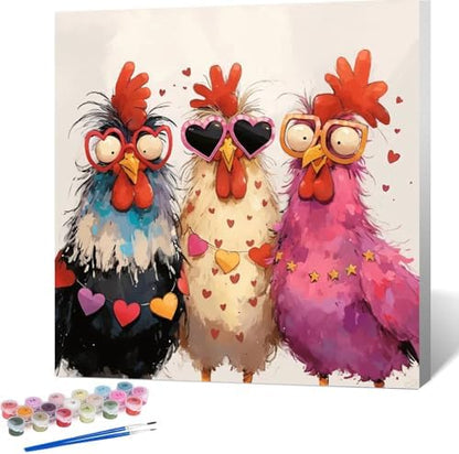 VIGEGU Chicken Paint by Numbers Kit for Adults Beginner,Paint by Number DIY Adult Paint by Number Kits for Home Decor 10x10 inch by VIGEGU