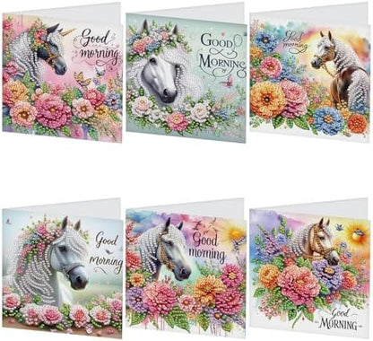 TDFERAN Diamond Painting Birthday Flower Bouquet Card 6 Set Colorful Flowers Card Handmade Art Work Crystal Puzzle Birthday Party Invitation Blank Cards Family Dinner Surprise Greeting Cards Birthday by TDFERAN