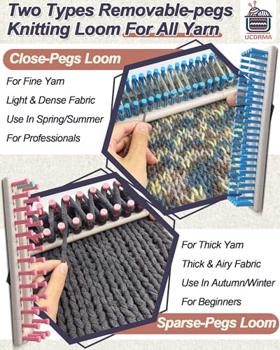 UCDRMA Upgraded Large Adjustable Loom Knitting Kit with Removable-pegs, Up to 132 Sizes & Shapes Weaving Knitting Loom for Blankets/Scarves/Hats, Beginners Infinity Crochet Loom Kit with Instructions - Image 5