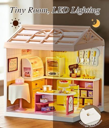 Cozy Bakery Shop Miniature House Kit with LED Light - Image 2