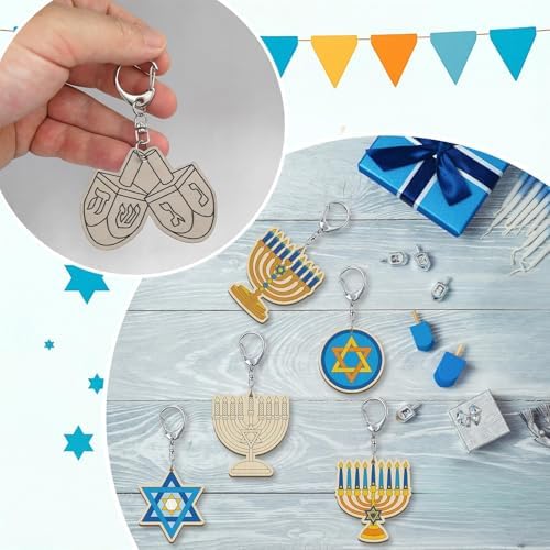 RattanView 24 Pcs Hanukkah Craft Keychains DIY Keychain, 12 Styles - Image 5