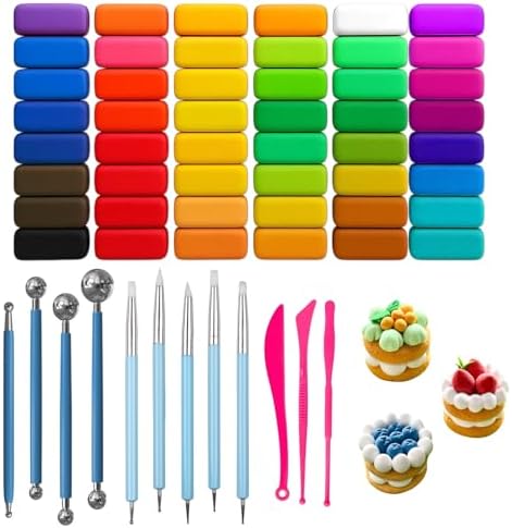Adult Air Dry Clay Set 48 Colors with 12 Sculpting Tools Soft Lightweight Non Sticky Safe Modeling Clay for DIY Crafts Creative Art Projects and Handmade Activities No Bake Air Drying Clay Kit by Unknown