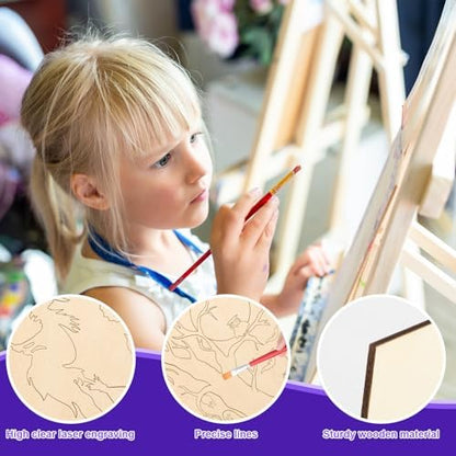 COCHIE 10PCS Large Halloween Unfinished Wood Crafts to Paint for Adults, Bulk Predrilled Wooden Ornaments for Painting, Ghost Witch Bats Paintable Wood Slices Craft Supplies with Ropes - Image 3