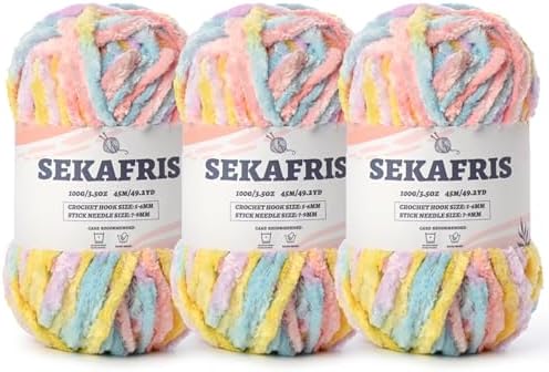 Chenille Velvet Soft Yarn Macaron 3 Pack by Sekafris