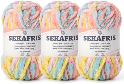 Chenille Velvet Soft Yarn Macaron 3 Pack by Sekafris