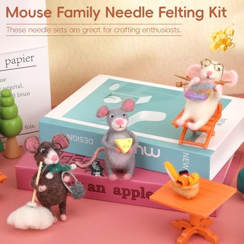 OEHPICC Mouse Family Needle Felting Kit,Needle Felting Starter Kit - Image 6
