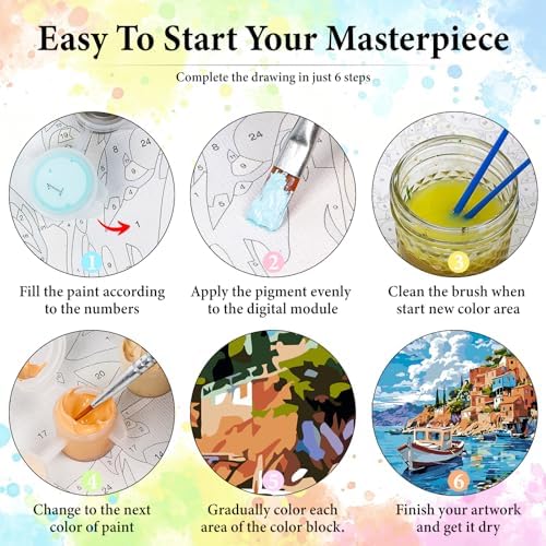 Seaside Landscape Paint by Numbers Kit for Adults Without Frame 16x20 IN - Image 6