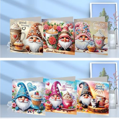 6PCS Good Morning Goblin Diamond Art Painting Greeting Cards Kit with Envelopes - 5D DIY Diamond Art Card Kits for Adults - Handcrafted Postcards for Birthday & Holiday - Image 2