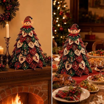 Quilted Christmas Tree Kit – Pre-Cut Fabric & Foam Cone DIY Tabletop Decoration with Tree Topper, No-Sew Holiday Craft Kit for Adults & Kids, Christmas Tree Decorations for Home, Party & Gifts (set4) - Image 7