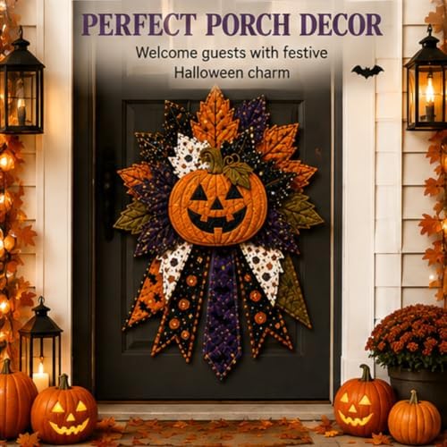 DIY Quilted Halloween Pumpkin Door Hanger Kit Handmade Patchwork - Image 2