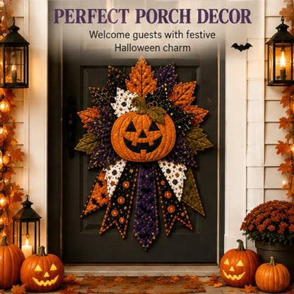 DIY Quilted Halloween Pumpkin Door Hanger Kit Handmade Patchwork - Image 2