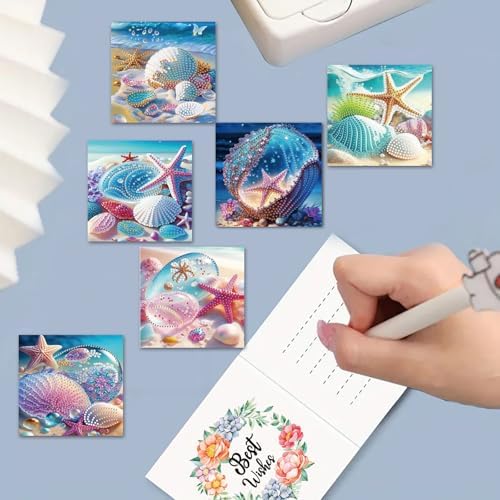 LSQFS 6 Pack Ocean Diamond Art Greeting Cards for Adults,5.9x5.9in - Image 4