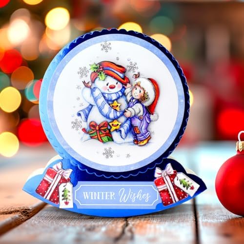 Katy Sue Snowmen Scenes Die Cut Decoupage Pack. 12 Pre-Cut Decoupage Paper Sheets for Christmas Card Making Supplies Featuring Images of Snowmen, Card Toppers, & Sentiments - Image 3