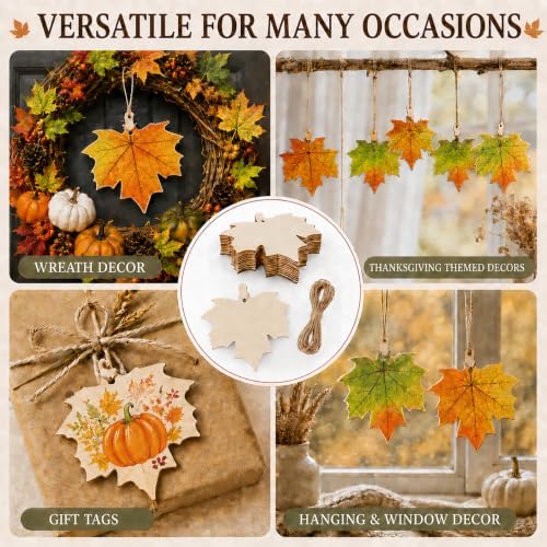 MAQIHAN Wooden Maple Leaf Craft Kit 30 Pcs - Paintable Thanksgiving Decor - Image 4