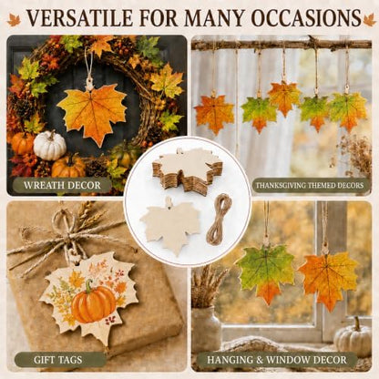 MAQIHAN Wooden Maple Leaf Craft Kit 30 Pcs - Paintable Thanksgiving Decor - Image 4