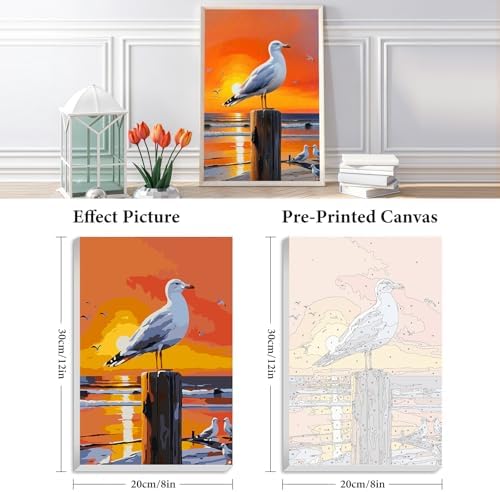 Fountor Seagull Framed Paint by Numbers Kit for Adults Beginner 8x12 Inch - Image 3
