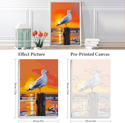 Fountor Seagull Framed Paint by Numbers Kit for Adults Beginner 8x12 Inch - Image 3