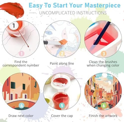 Offito 6 Pack Paint by Numbers Kit for Adults, Travel Cityscape, 8x12 Inch - Image 6