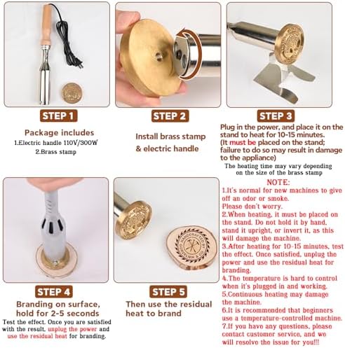 Terwex Electric Branding Iron for Wood, Custom Wood Branding Iron with Stand, Metal Logo Stamp for Leather Food, Custom Your Design on Wooden Projects, Wood Burning Stamp Tool Woodworker Gifts(3") - Image 3