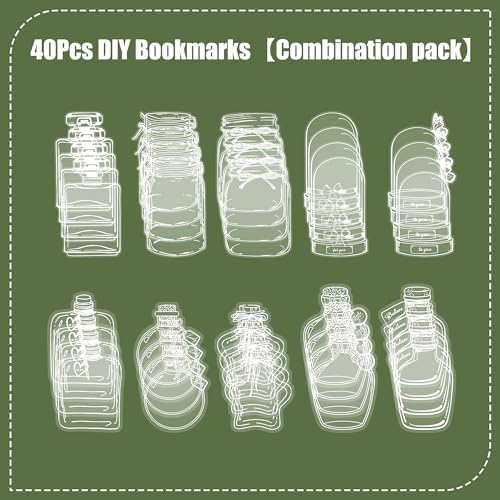 Large Size Transparent Dried Flower Bookmarks, 40 PCS Handmade DIY Flower Page Clips,World in Bottle-Making Stunning Herbarium(Glass Bottle and Wishing Bottle) - Image 3