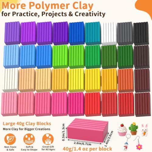 118 Pcs Polymer Clay Kit 36 Colors Oven Bake Clay 40g Large Block,Non-Toxic - Image 2