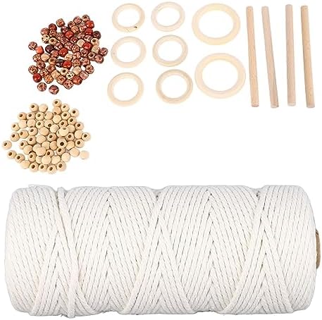 plplaaoo Macrame Kit for Beginners Complete Macrame Supplies with Cotton Cord Wooden Beads Rings Sticks DIY Wall Hanging Plant Hanger Home Decor Craft Kit - Image 2