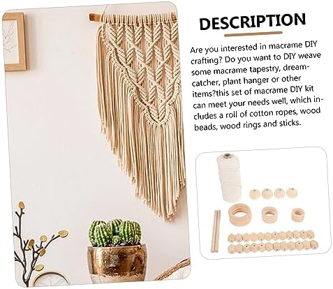 TOPPERFUN 1set Macrame Kit for Beginners Complete Macrame Tapestry Craft Kit Cotton Rope Beads and for Home Wall Art Decoration - Image 5