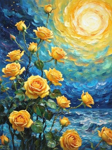 ZRIZQ Flowers Paint by Numbers Kit for Adults Beginner,Yellow Roses,16x20 by ZRIZQ