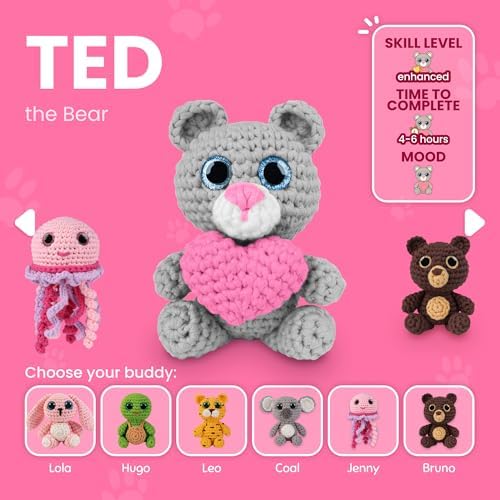 Cookie Box Crochet Kit for Beginners, Bear Ted - Image 3