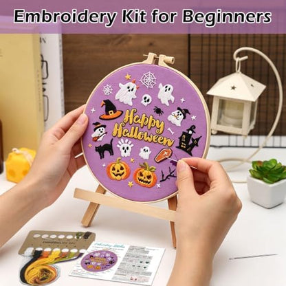 Louise Maelys Halloween Embroidery Kit for Beginners with Pumpkin Ghost - Image 2