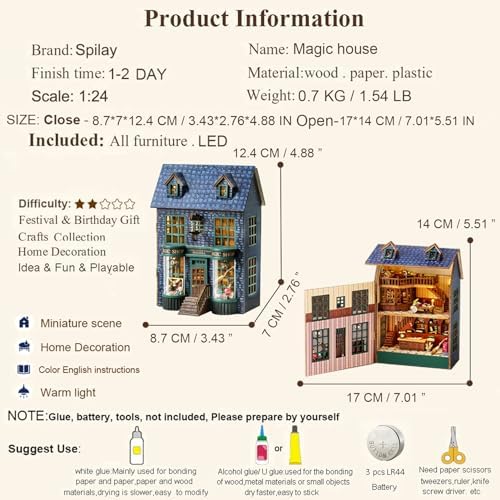 Spilay DIY Miniature House Kit for Adults, Miniature Dollhouse Kit - Image 4