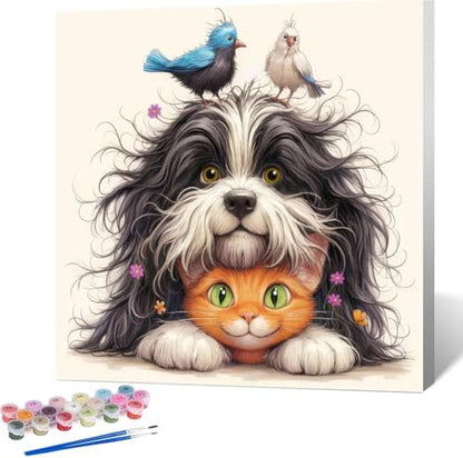 VIGEGU Dog Cat Paint by Numbers Kit for Adults Beginner with Framed by VIGEGU