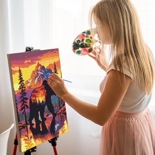 Paint by Numbers Kit for Adults, Sunset Bear Number Painting, 16 x 16 Inch - Image 6