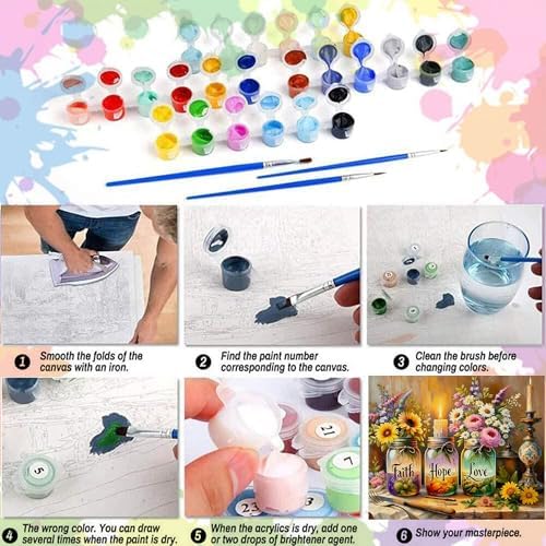 Faith Hope Love Wishing Bottle Paint by Numbers Kit for Adults 16x20 inch - Image 6