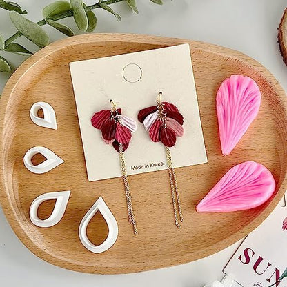 Flower Petal Clay Cutters - Flower Polymer Clay Cutters for Earrings Making, 3pcs Clay Cutters with 1pcs Petal Press Polymer Clay Mold, Clay Cutters for Polymer Clay Jewelry Making - Image 5
