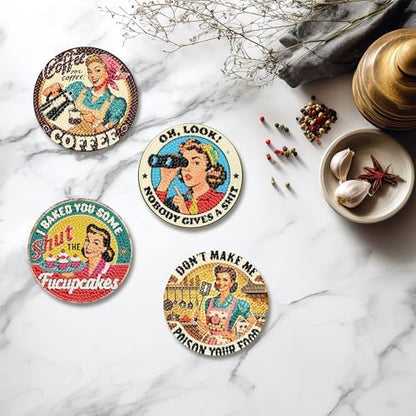 Funny Diamond Art Coasters Kit for Adults, Diamond Painting Coasters 8 Pcs - Image 5