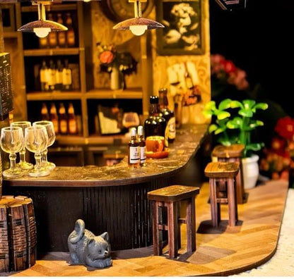 Book Nook Kit, 3D Wooden Miniature Tavern & Pub Dollhouse with LED Lights - DIY Mini House Craft Model for Adults, Birthday Valentine's Day Gift for Women Men - Image 5