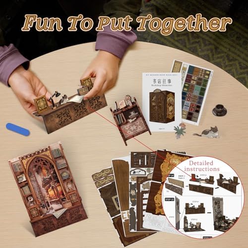 Book Nook Kit Bookshop Memories - 3D Wooden Puzzles with LED - Image 5