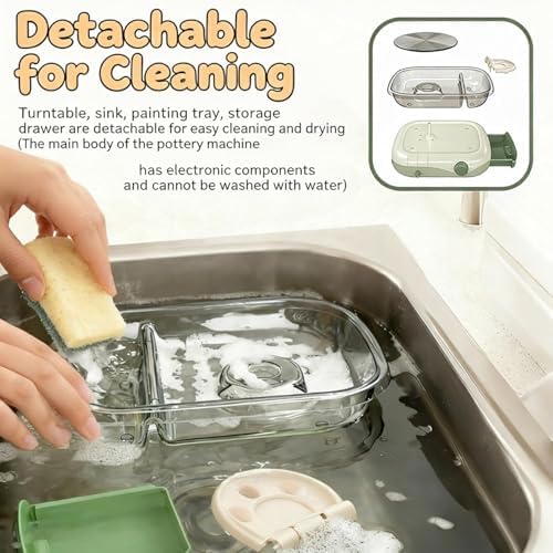 Mini Electric Pottery Wheel for Kids & Adults with Foot Pedal, DIY Clay Kit with 8 Pottery Tools, for Ceramic Work & Beginners - Image 6