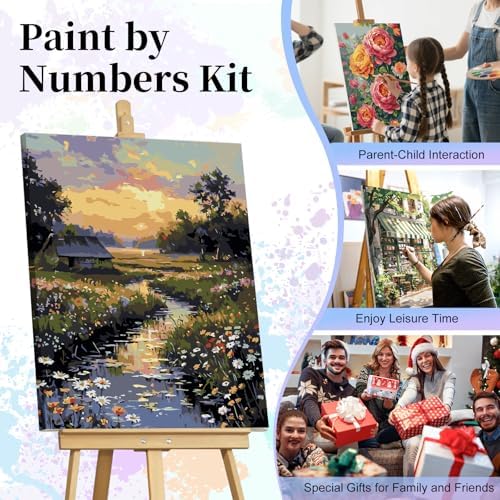 Paint by Numbers Kit for Adults, Sunset Cottage Number Painting Canvas Kit - Image 7