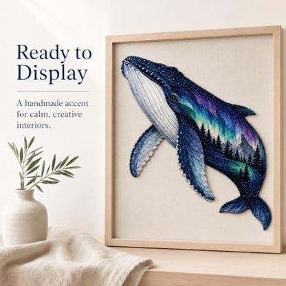 Northern Lights Animal Embroidery Kit DIY Fabric Patchwork Craft Set (WH+R) - Image 6