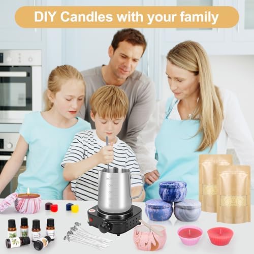 Candle Making Kits for Adults, Candle Making Supplies Accessory for Beginner, DIY Scented Candle with Beeswax, Essential Oil, Wicks, Wax Melting Pot, Moulds, Candle Jars, Dye, Make Your Own Candle - Image 6