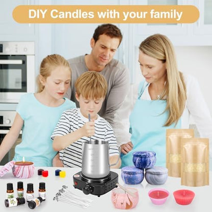 Candle Making Kits for Adults, Candle Making Supplies Accessory for Beginner, DIY Scented Candle with Beeswax, Essential Oil, Wicks, Wax Melting Pot, Moulds, Candle Jars, Dye, Make Your Own Candle - Image 6